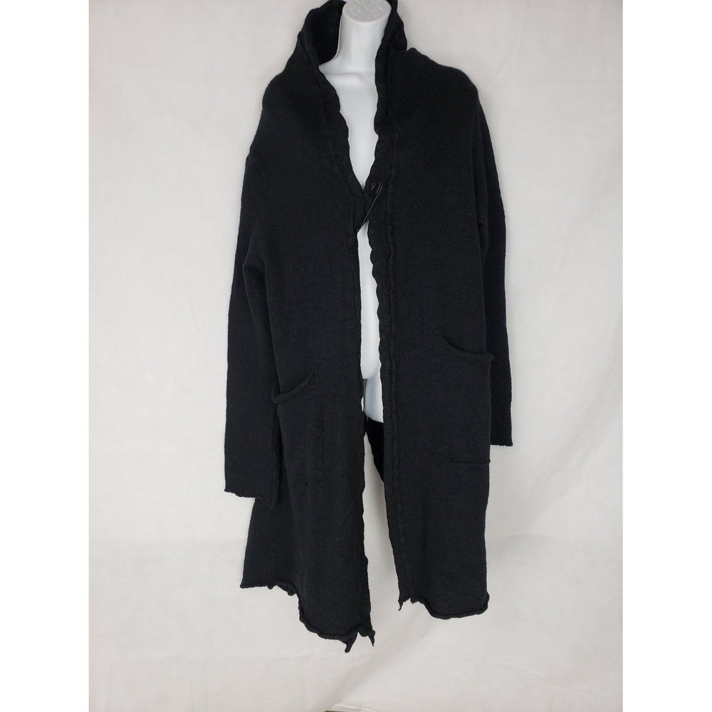 Rundholz Black Label Womens L Wool Distressed Cardigan Coat Black 389 72 37